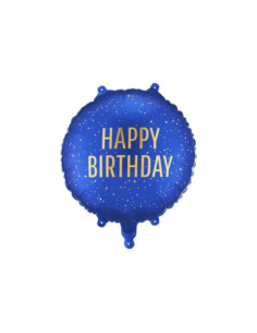 Balon foliowy pastylka Happy Birthday, 35x35 cm, granat