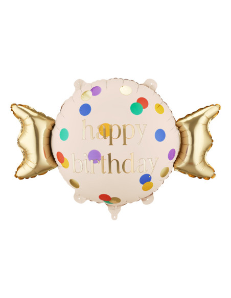 Balon foliowy Cukierek Happy Birthday, 61x37 cm, mix