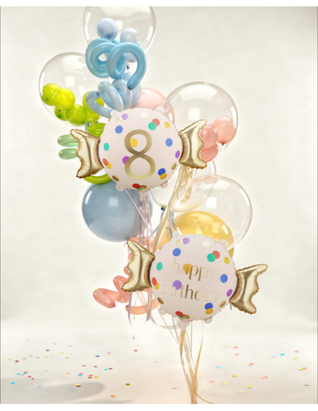 Balon foliowy Cukierek Happy Birthday, 61x37 cm, mix