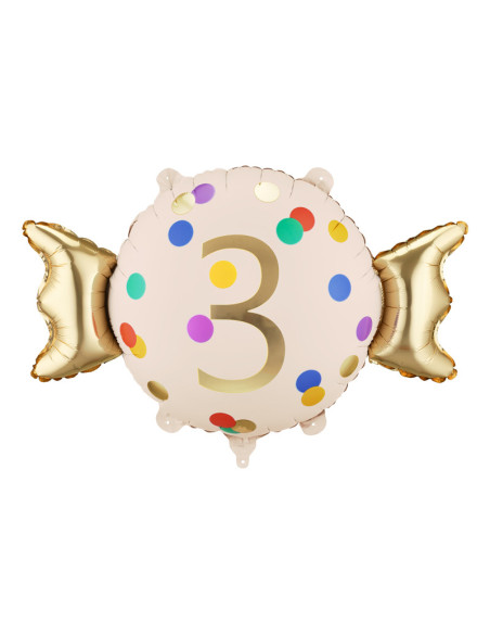 Balon foliowy Cukierek ''3'', 61x37 cm, mix