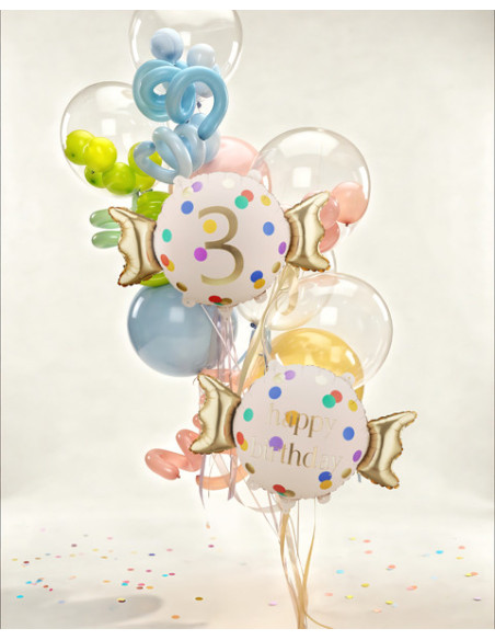 Balon foliowy Cukierek ''3'', 61x37 cm, mix