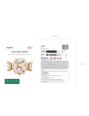 Balon foliowy Cukierek ''5'', 61x37 cm, mix