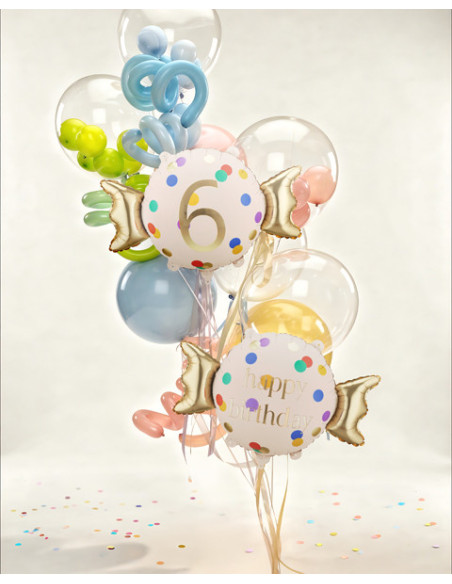 Balon foliowy Cukierek ''6'', 61x37 cm, mix
