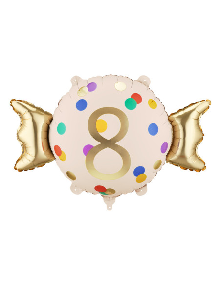 Balon foliowy Cukierek ''8'', 61x37 cm, mix