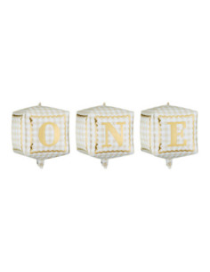 Balony foliowe kostki ''One'', 34 x 36 cm, mix (1 op. / 3 szt.)