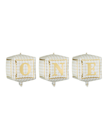 Balony foliowe kostki ''One'', 34 x 36 cm, mix (1 op. / 3 szt.)