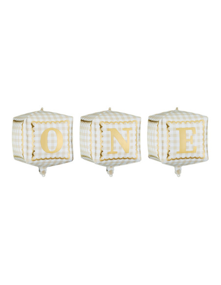 Balony foliowe kostki ''One'', 34 x 36 cm, mix (1 op. / 3 szt.)