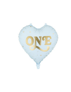 Balon foliowy Serce ''One'', 45 cm, jasny niebieski