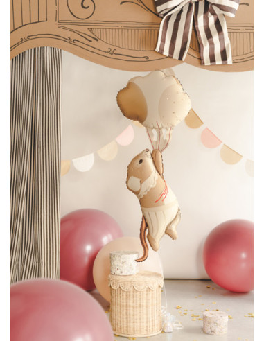 Balon foliowy Myszka z balonami, 44x104 cm, mix