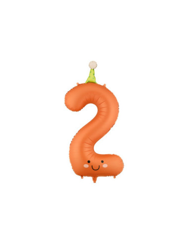 Balon foliowy Cyfra ''2'', 86cm, pomarańczowy