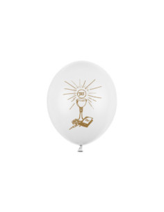 Balony 27cm, I Komunia Święta, P. White (1 op. / 6 szt.)