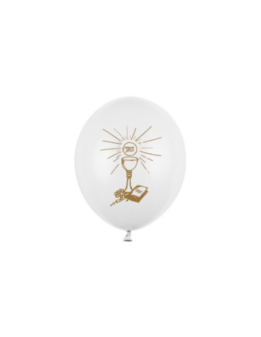 Balony 27cm, I Komunia Święta, P. White (1 op. / 6 szt.)