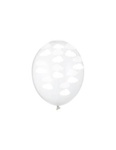 Balony 30cm, Chmurki, Crystal Clear (1 op. / 50 szt.)