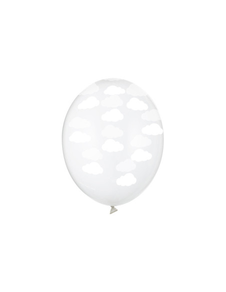 Balony 30cm, Chmurki, Crystal Clear (1 op. / 50 szt.)