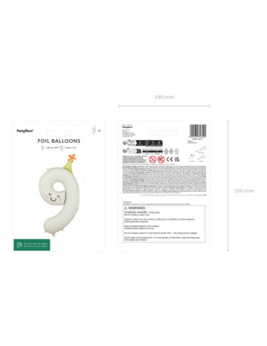 Balon foliowy Cyfra ''9'', 86cm, kremowy