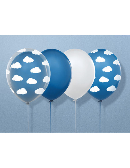Balony 30cm, Chmurki, Crystal Clear (1 op. / 50 szt.)