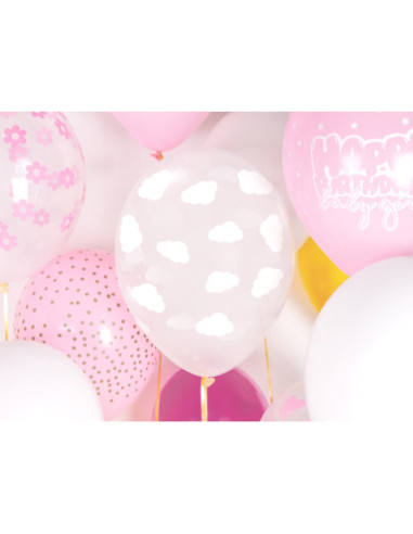 Balony 30cm, Chmurki, Crystal Clear (1 op. / 50 szt.)