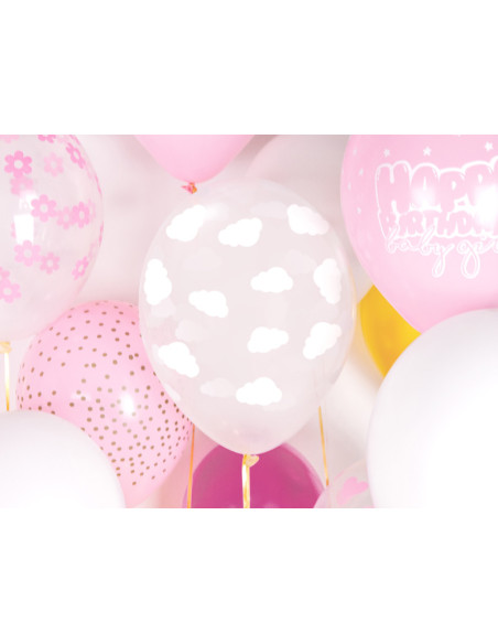 Balony 30cm, Chmurki, Crystal Clear (1 op. / 50 szt.)