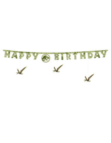 Baner Happy Birthday Jurassic World, 45x165 cm, mix