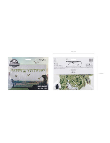 Baner Happy Birthday Jurassic World, 45x165 cm, mix