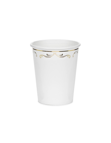 Kubeczki z ornamentem, biały, 220 ml (1 op. / 6 szt.)