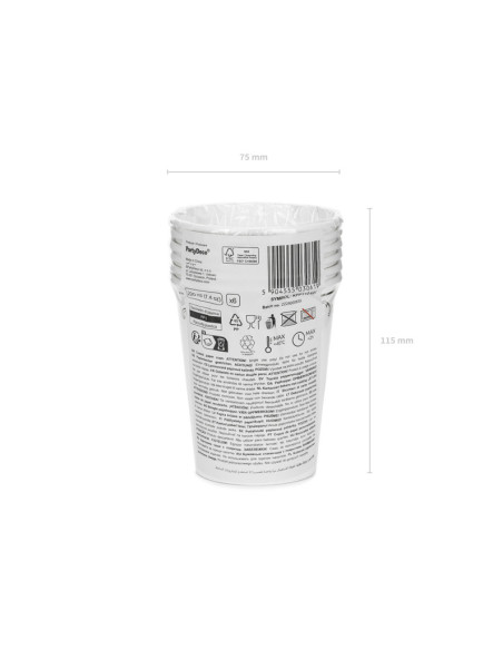 Kubeczki z ornamentem, biały, 220 ml (1 op. / 6 szt.)