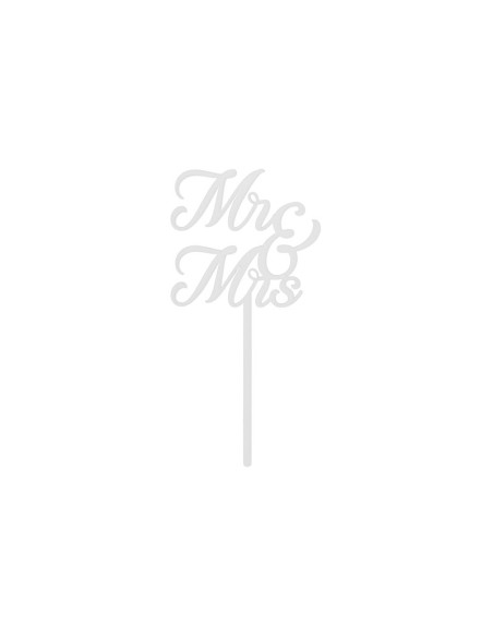Topper akrylowy na tort MR & MRS, biały, 16.5 cm