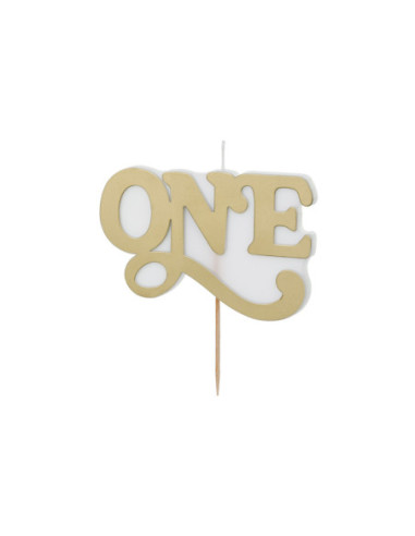 Świeczka urodzinowa ''ONE'', 3.8x6.5 cm, zimny złoty