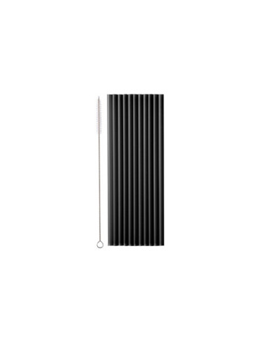 Słomki plastikowe, 23 cm, czarny (1 op. / 12 szt.)