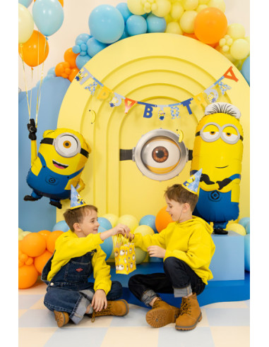 Torebki papierowe na upominki Minionki, 12x15.5x6 cm, żółte (1 op. / 6 szt.)