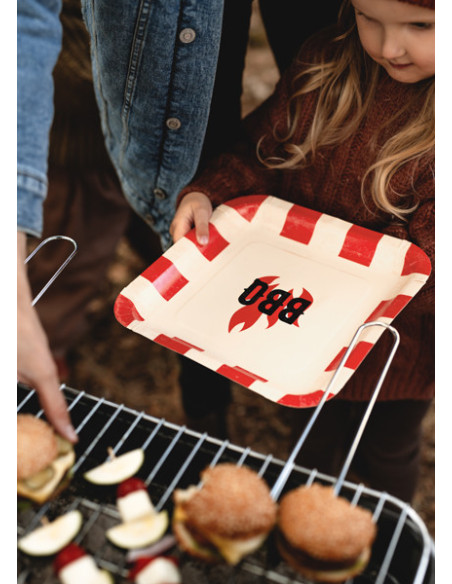 Talerzyki papierowe BBQ, mix, 26x26cm (1 op. / 6 szt.)