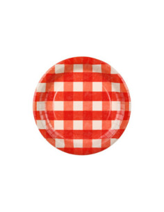 Talerzyki papierowe w kratę, mix, 27 cm (1 op. / 6 szt.)