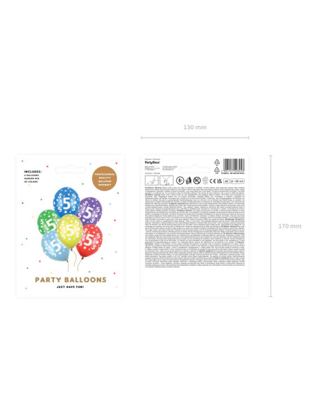 Balony 30cm, 5th Birthday, Metallic Mix (1 op. / 6 szt.)