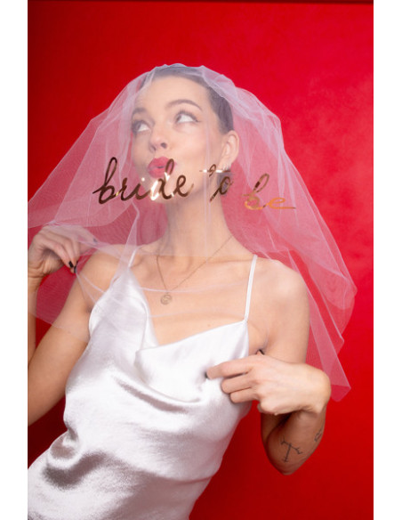 Welon z napisem Bride to be, 63cm, biały