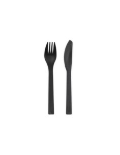 Sztućce plastikowe, 18-18.5 cm, czarny (1 op. / 12 szt.)