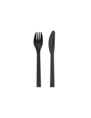 Sztućce plastikowe, 18-18.5 cm, czarny (1 op. / 12 szt.)