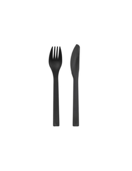 Sztućce plastikowe, 18-18.5 cm, czarny (1 op. / 12 szt.)