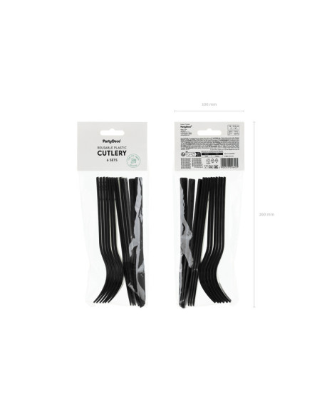 Sztućce plastikowe, 18-18.5 cm, czarny (1 op. / 12 szt.)