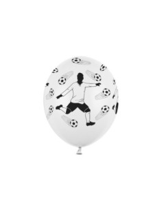 Balony 30cm, Piłkarz i piłki, Pastel White (1 op. / 50 szt.)
