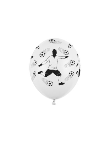Balony 30cm, Piłkarz i piłki, Pastel White (1 op. / 50 szt.)