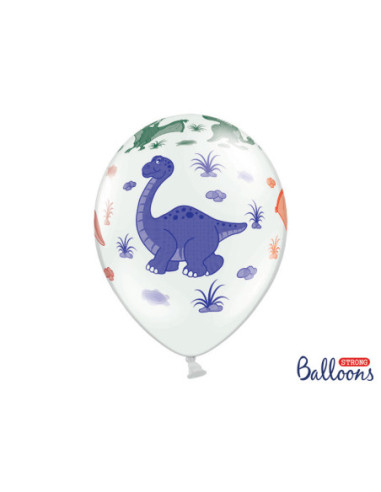Balony 30cm, Dinozaury, Pastel Pure White (1 op. / 50 szt.)