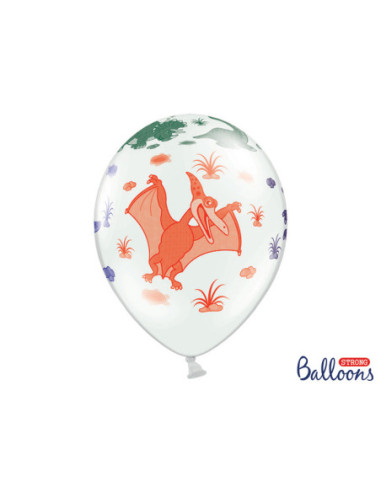 Balony 30cm, Dinozaury, Pastel Pure White (1 op. / 50 szt.)