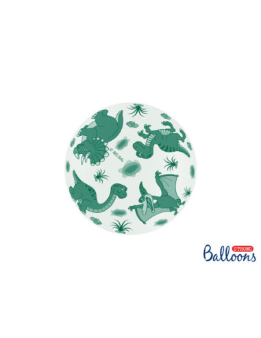 Balony 30cm, Dinozaury, Pastel Pure White (1 op. / 50 szt.)