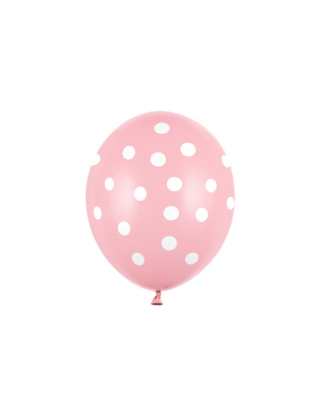 Balony 30cm, Kropki, Pastel Baby Pink (1 op. / 50 szt.)