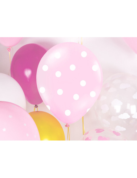 Balony 30cm, Kropki, Pastel Baby Pink (1 op. / 50 szt.)