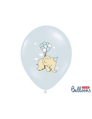 Balony 30cm, Słonik, Pastel Baby Blue Mix (1 op. / 50 szt.)