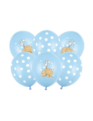 Balony 30cm, Słonik, Pastel Baby Blue Mix (1 op. / 6 szt.)