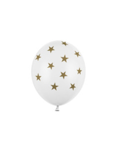 Balony 30cm, Gwiazdki, Pastel Pure White (1 op. / 50 szt.)