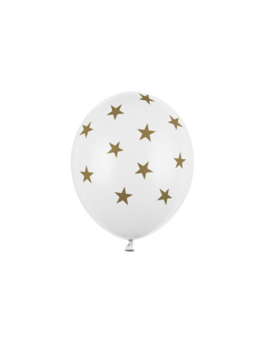 Balony 30cm, Gwiazdki, Pastel Pure White (1 op. / 50 szt.)