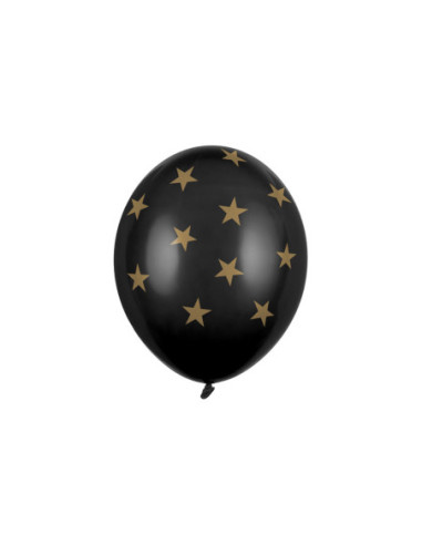 Balony 30cm, Gwiazdki, Pastel Black (1 op. / 6 szt.)